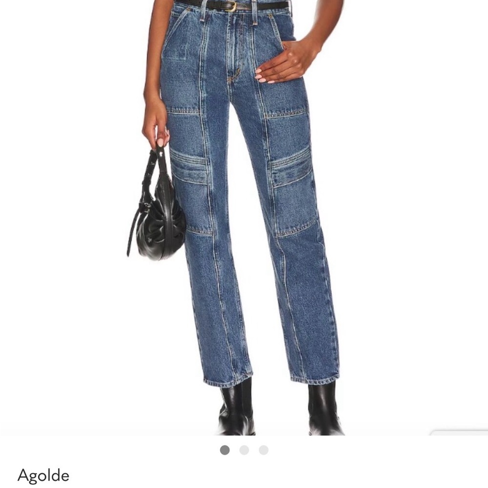 Agolde Women's Dark Blue Straight Leg Jeans